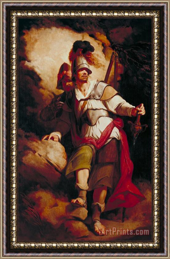 John Hamilton Mortimer Sir Arthegal, The Knight of Justice, with Talus, The Iron Man (from Spenser's `faerie Queene') Framed Painting